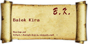 Balek Kira névjegykártya